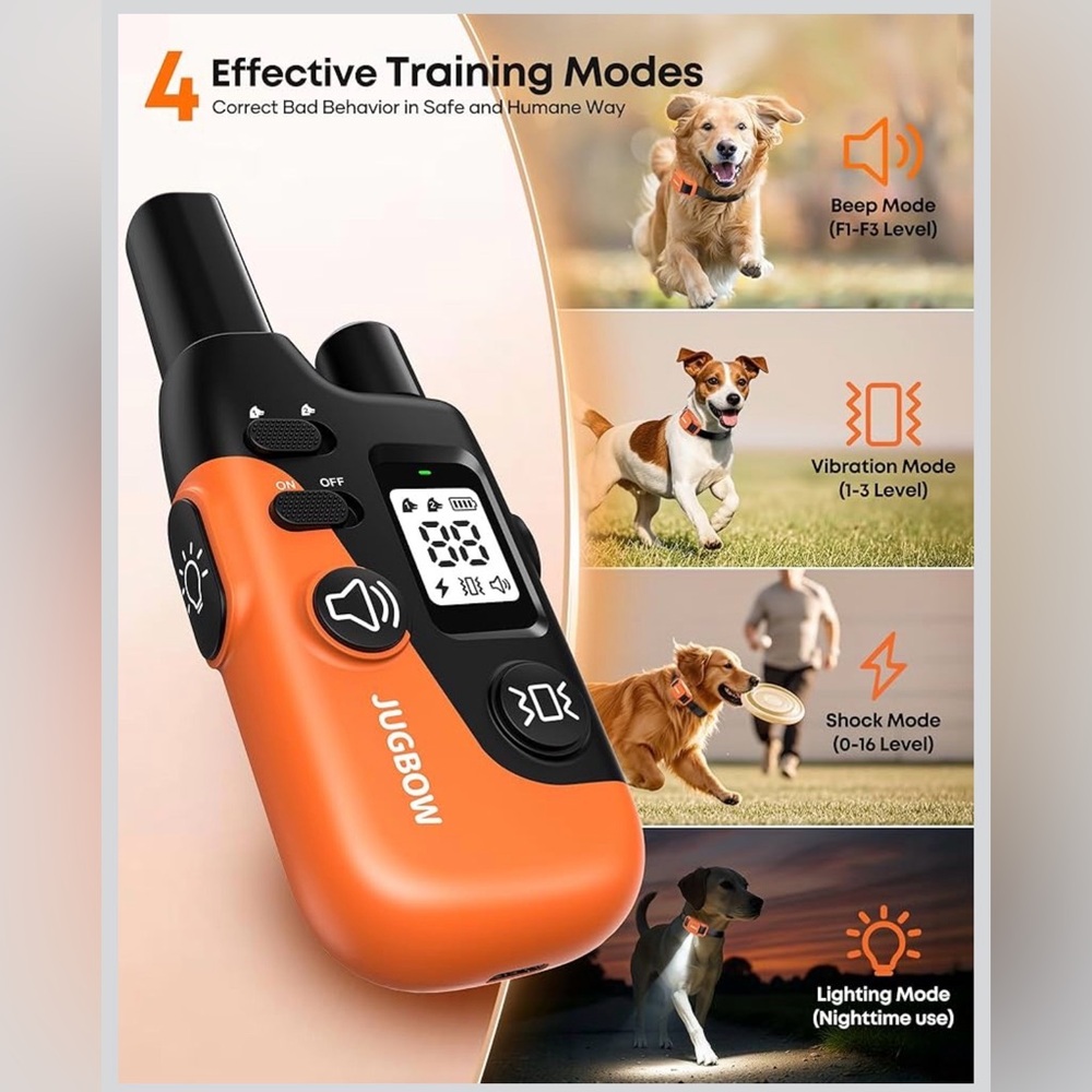 Jugbow Rechargeable Shock Training Collar for 15-120lb Dogs - NEW - Picture 2 of 10